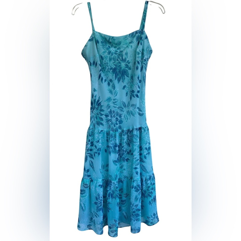 K Studio Collection Floral Blue Spaghetti Strap Dress